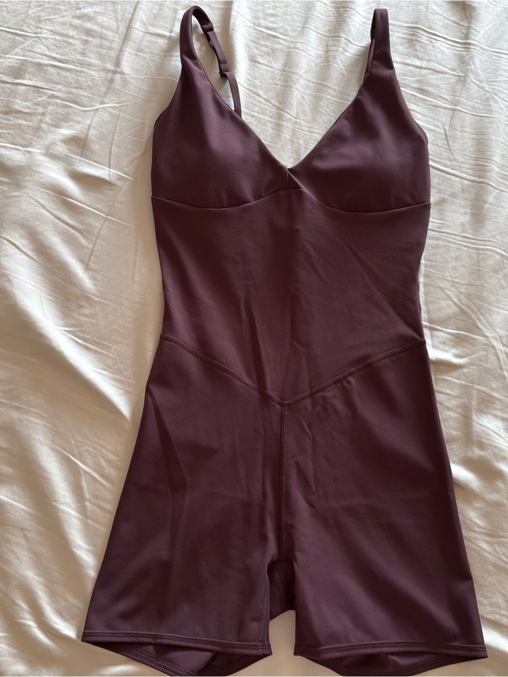 Fabletics Pureluxe Short Jumpsuit Womens Small Oxblood Purple Romper 4" Shorts